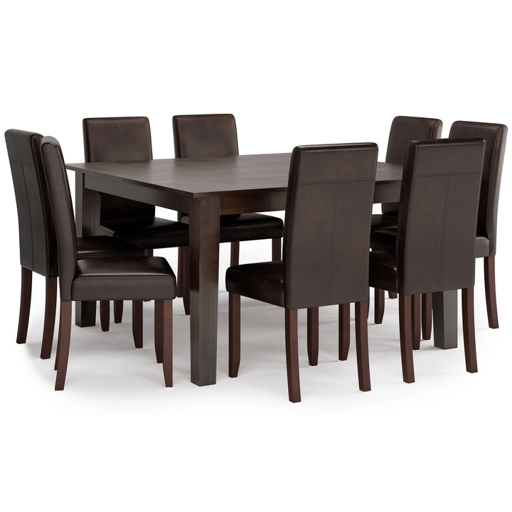 Acadian Eastwood 9 Pc Dining Set Dark Java Brown Rubberwood Table Chairs Image 11