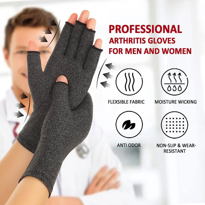 GOMOREON 1Pair Arthritis Gloves Women Men, Carpal Tunnel, Rheumatiod, Tendonitis, Fingerless Hand Thumb Compression Image 1