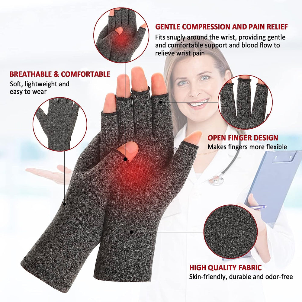 GOMOREON 1Pair Arthritis Gloves Women Men, Carpal Tunnel, Rheumatiod, Tendonitis, Fingerless Hand Thumb Compression Image 2