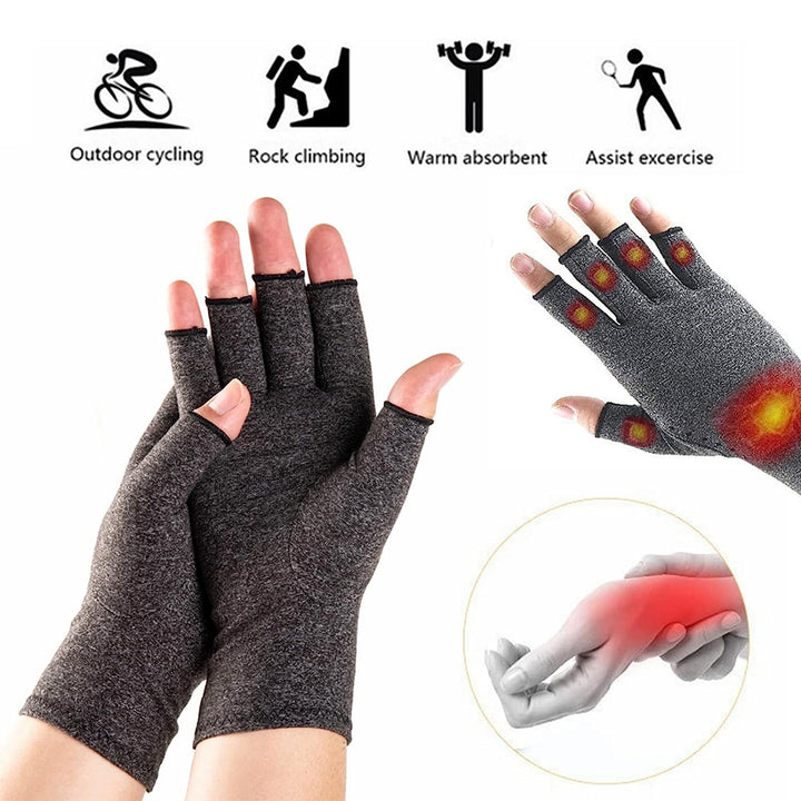 GOMOREON 1Pair Arthritis Gloves Women Men, Carpal Tunnel, Rheumatiod, Tendonitis, Fingerless Hand Thumb Compression Image 3