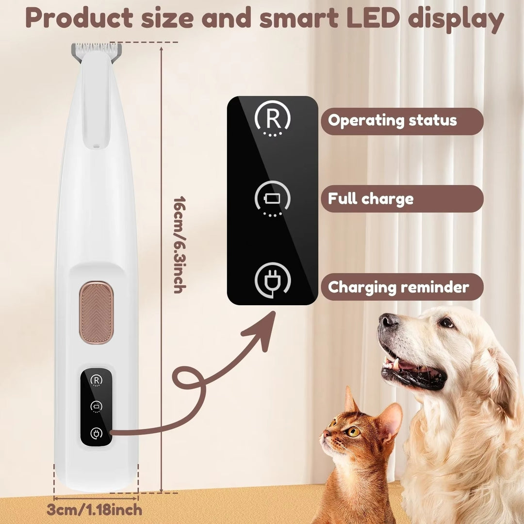 Waterproof Dog Paw Trimmer with LED Light and Display - 18mm Blade for Grooming Image 4