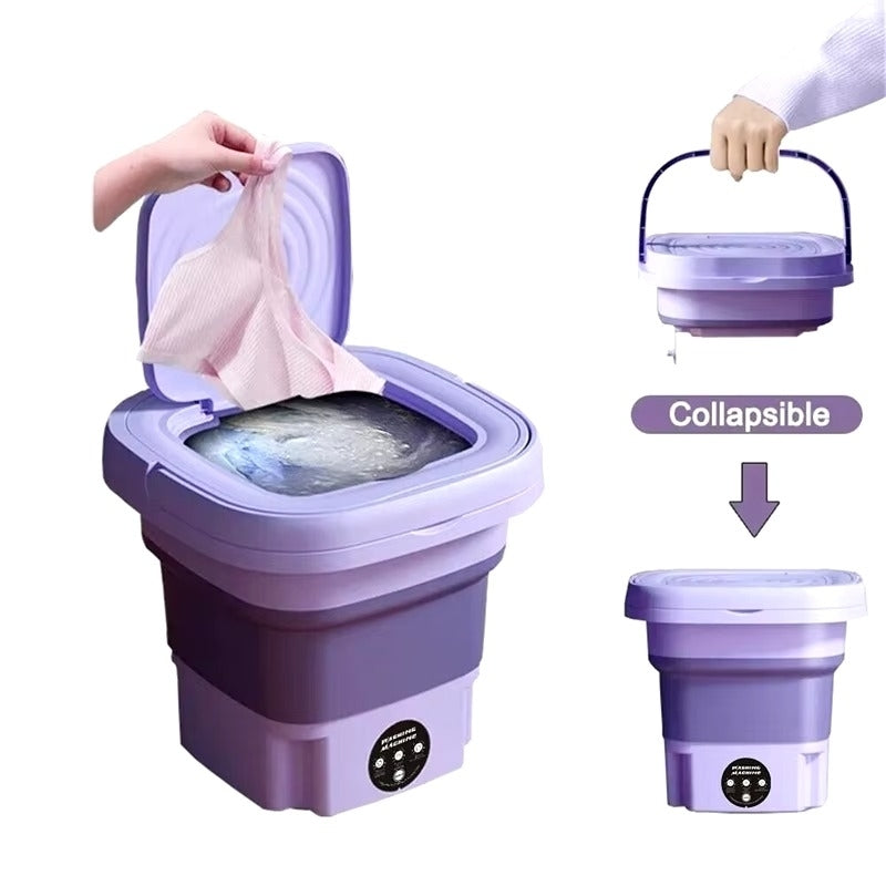 8L Portable Foldable Washing Machine with Spin Dryer - Mini Washer for Socks and Underwear Image 2