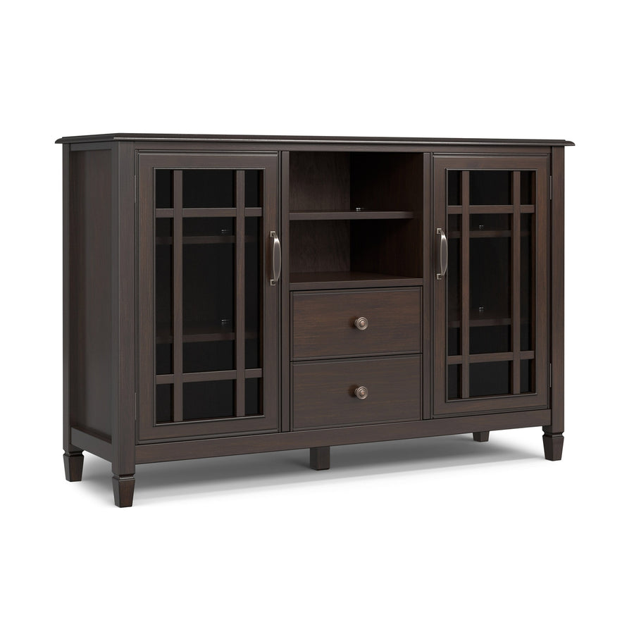 Connaught Tall TV Stand Solid Wood Dark Chestnut for TVs up to 60 Inches Image 1