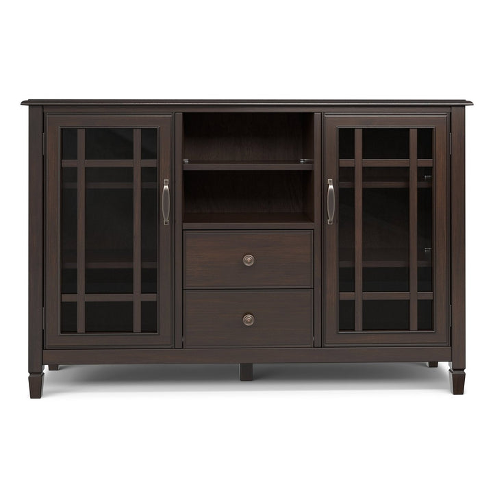 Connaught Tall TV Stand Solid Wood Dark Chestnut for TVs up to 60 Inches Image 3