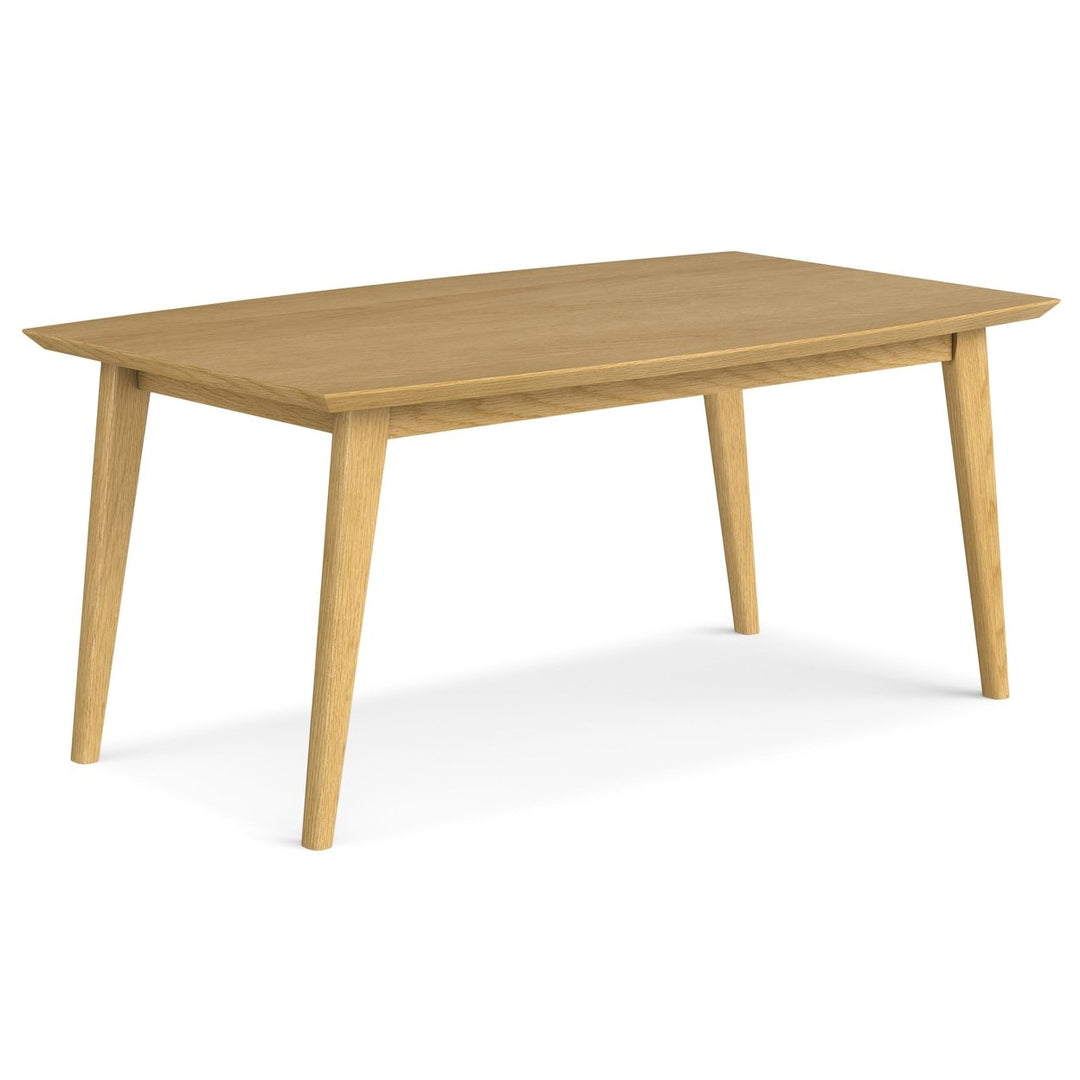 Draper Oak Dining Table 66x40 Mid Century Modern Seats 6 Rubberwood Furniture Image 1