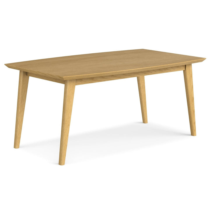 Draper Oak Dining Table 66x40 Mid Century Modern Seats 6 Rubberwood Furniture Image 1