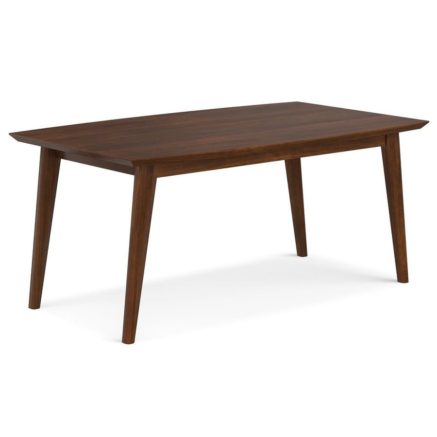 Draper Dining Table Walnut 66x40 Mid Century Solid Rubberwood Modern Design Image 1