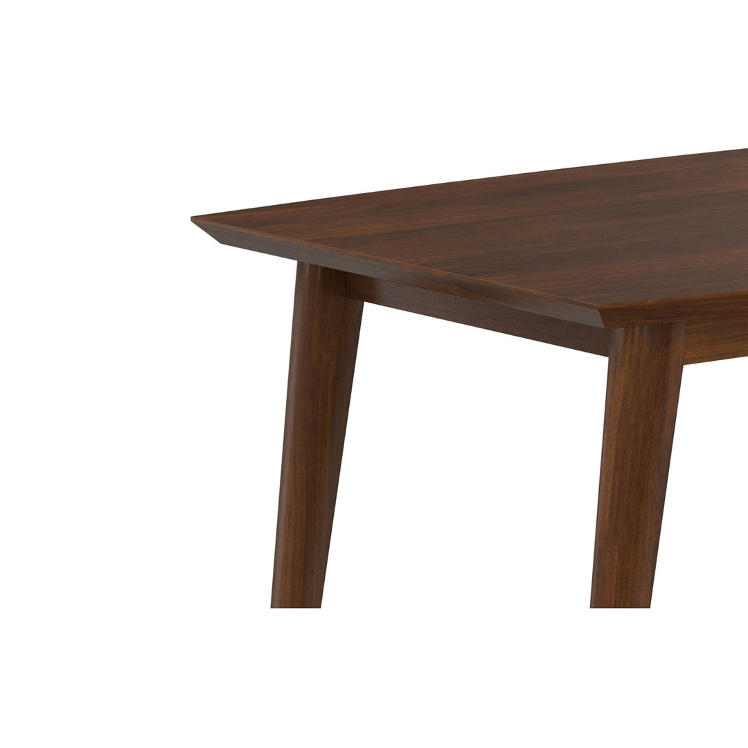 Draper Dining Table Walnut 66x40 Mid Century Solid Rubberwood Modern Design Image 3