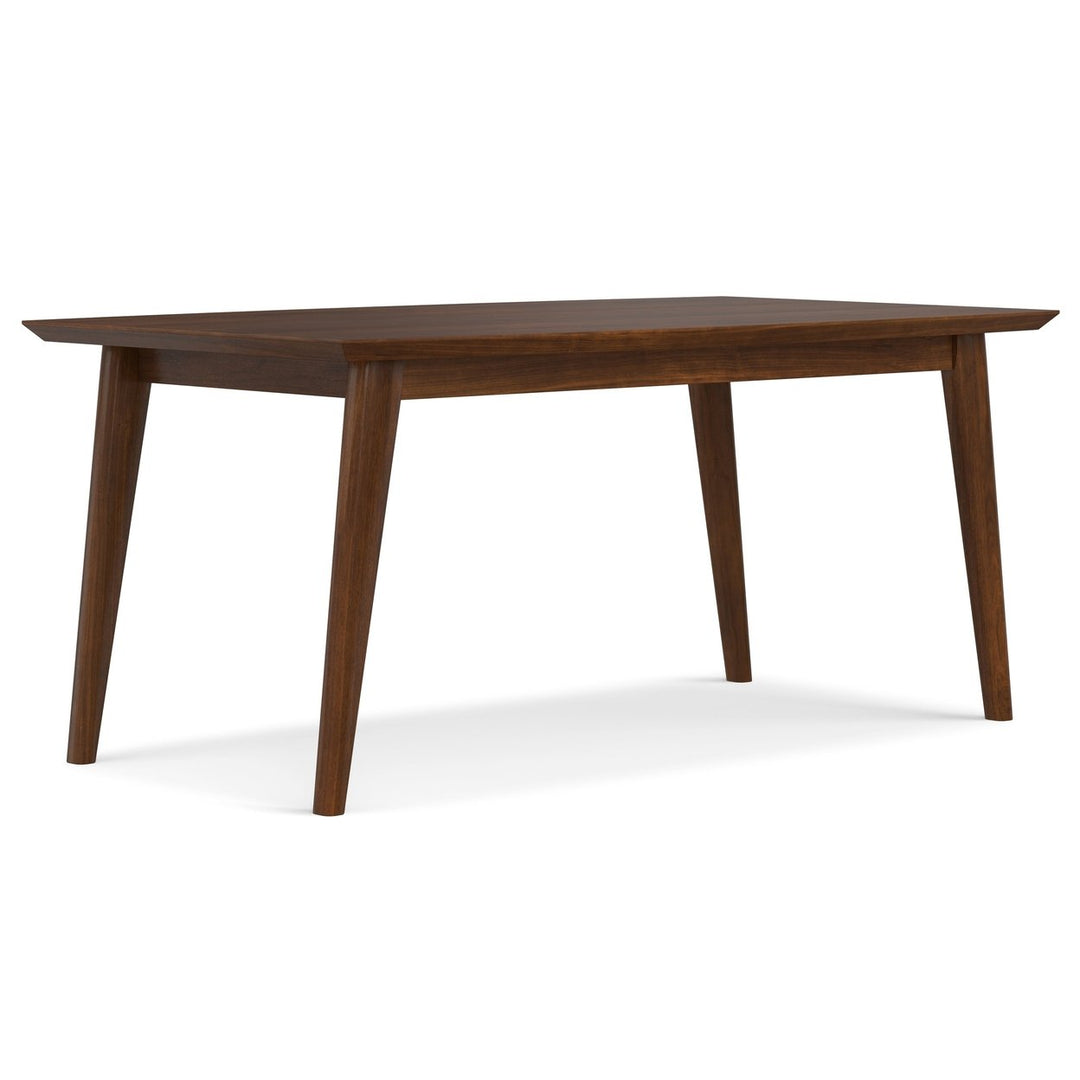 Draper Dining Table Walnut 66x40 Mid Century Solid Rubberwood Modern Design Image 5