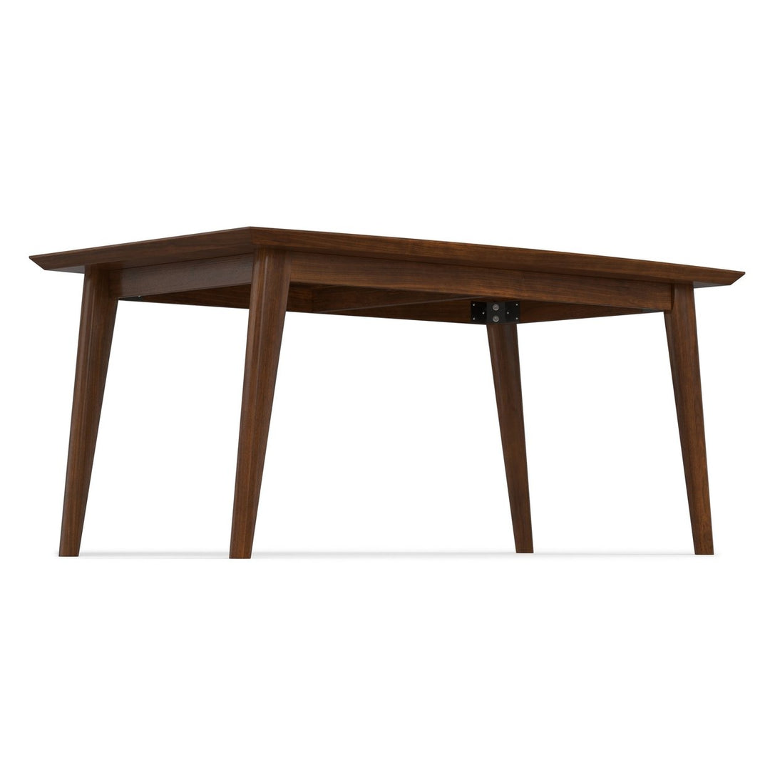 Draper Dining Table Walnut 66x40 Mid Century Solid Rubberwood Modern Design Image 8