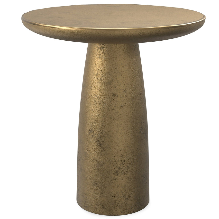 Dominique Side Table Antique Brass Handcrafted Metal Circular End Table Image 1