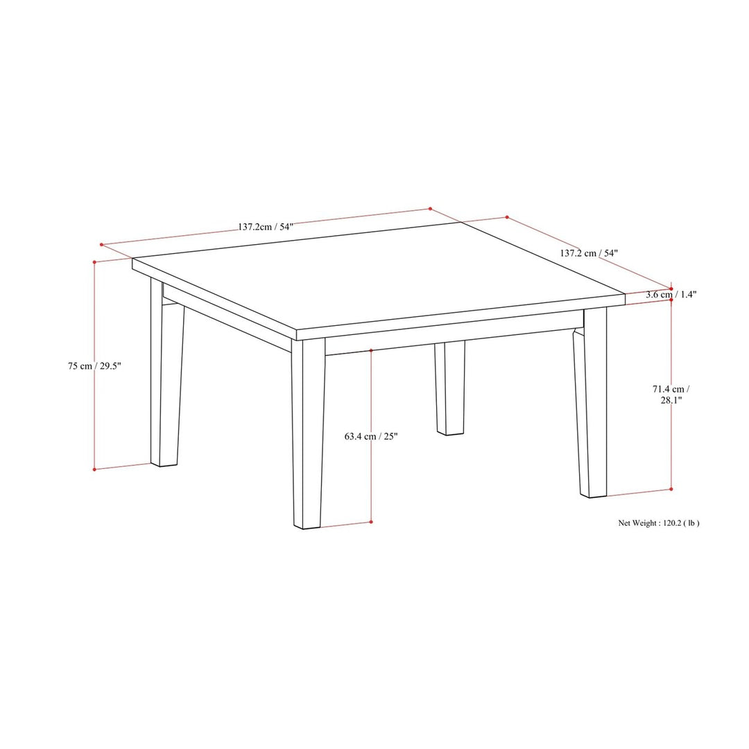 Eastwood Square Dining Table Oak Solid Wood Kitchen Table Durable Lacquer Finish Image 11