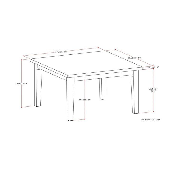 Eastwood Square Dining Table Oak Solid Wood Kitchen Table Durable Lacquer Finish Image 11