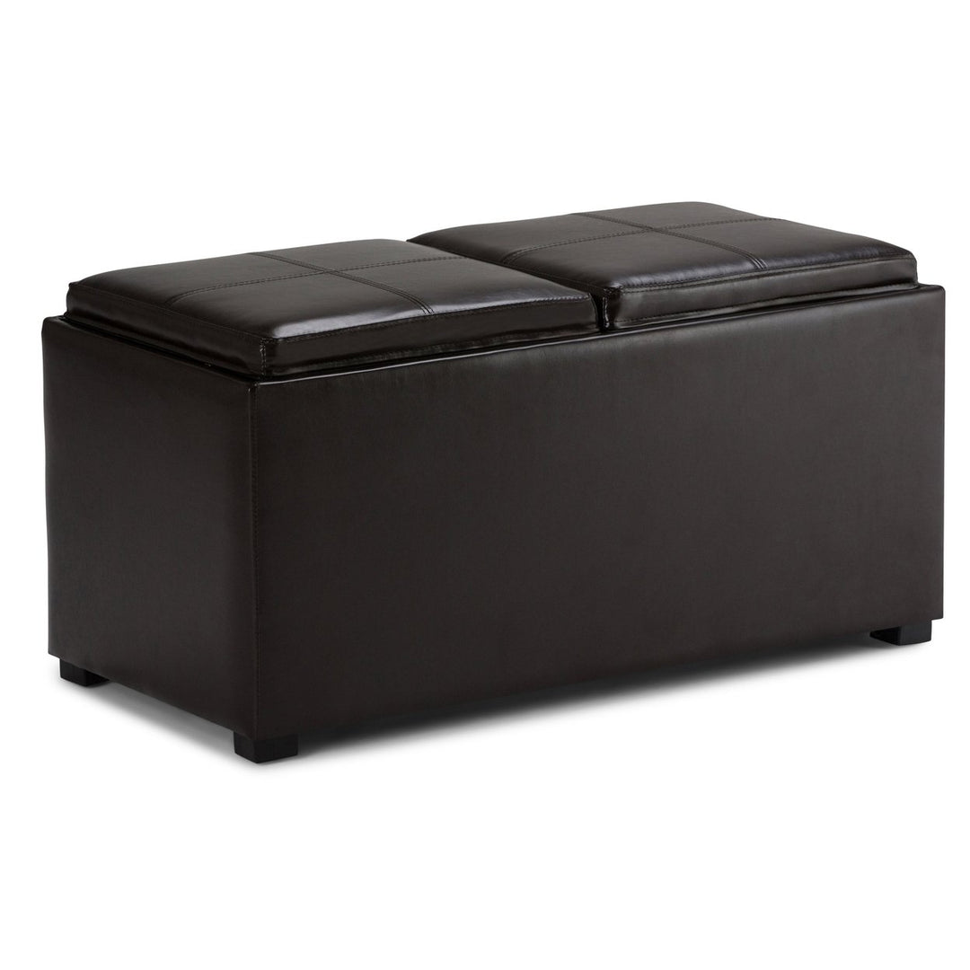 Avalon 5 Pc Vegan Leather Storage Ottoman with Serving Trays and Small Ottomans Image 2