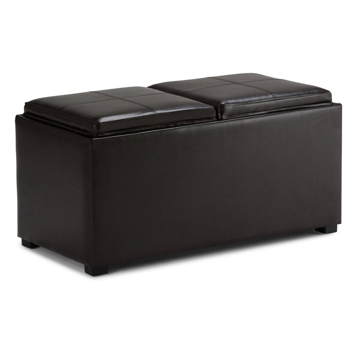 Avalon 5 Pc Vegan Leather Storage Ottoman with Serving Trays and Small Ottomans Image 1