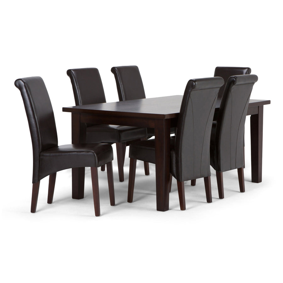 Avalon Eastwood 7 Pc Dining Set Rectangular Table 6 Chairs Rubberwood Brown Image 1