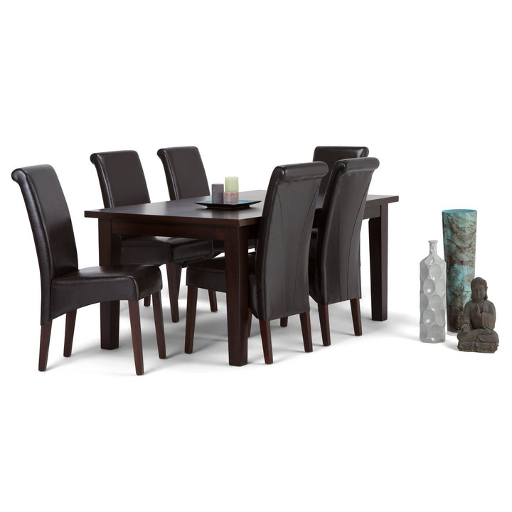 Avalon Eastwood 7 Pc Dining Set Rectangular Table 6 Chairs Rubberwood Brown Image 2