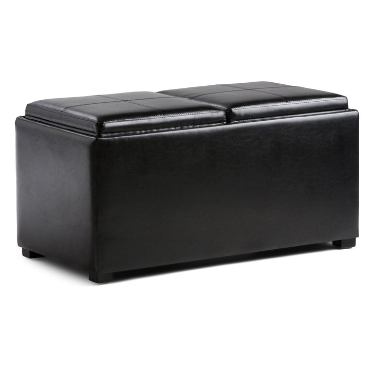 Avalon 5 Pc Vegan Leather Storage Ottoman with Serving Trays and Small Ottomans Image 1