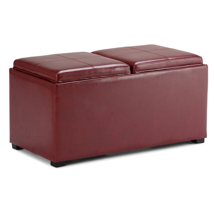 Avalon 5 Pc Vegan Leather Storage Ottoman with Serving Trays and Small Ottomans Image 4