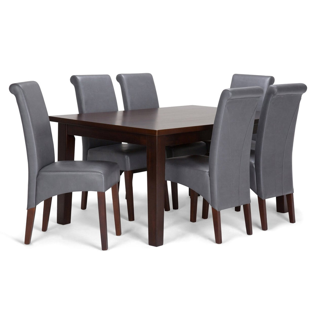 Avalon Eastwood 7 Pc Dining Set Rectangular Table 6 Chairs Rubberwood Brown Image 3