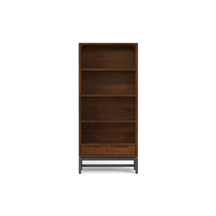 Banting Bookcase Walnut Solid Rubberwood Modern Industrial 30x14x66 Adjustable Shelves Image 3