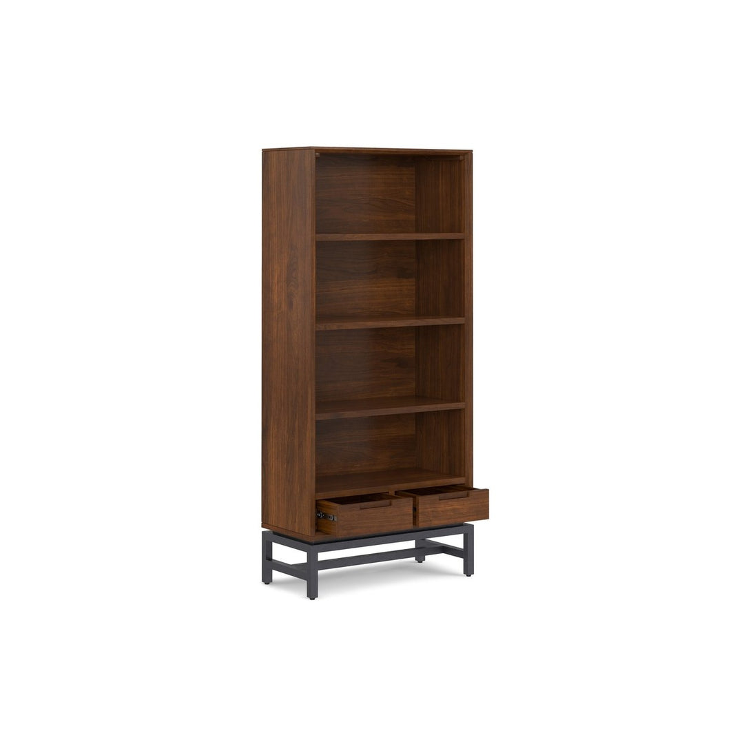 Banting Bookcase Walnut Solid Rubberwood Modern Industrial 30x14x66 Adjustable Shelves Image 4