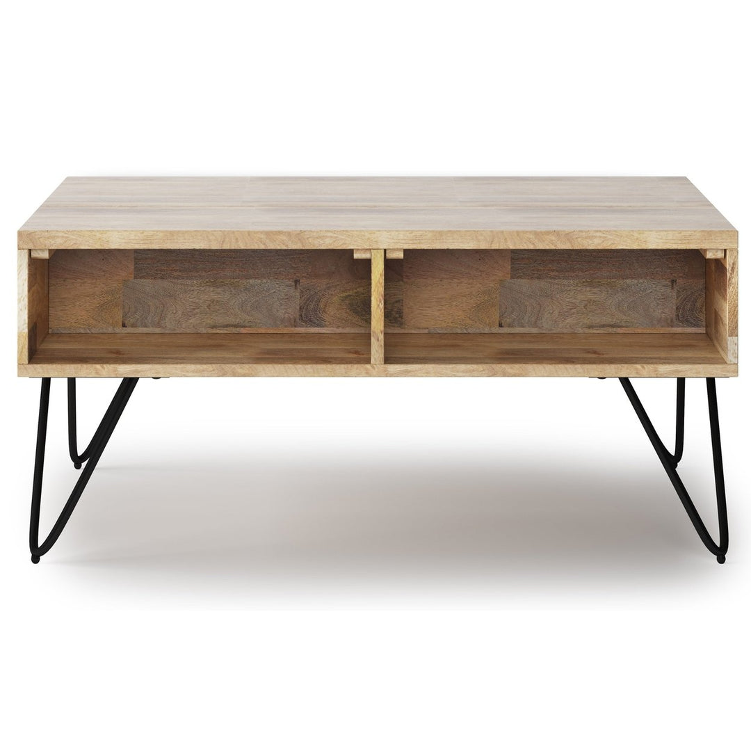 Hunter Small Lift Top Coffee Table Mango Wood 36 inch Industrial Design Storage Image 4