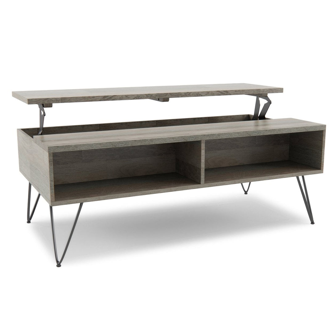 Hunter Lift Top Coffee Table Mango Wood 48 Inch with Storage Industrial Style Image 1