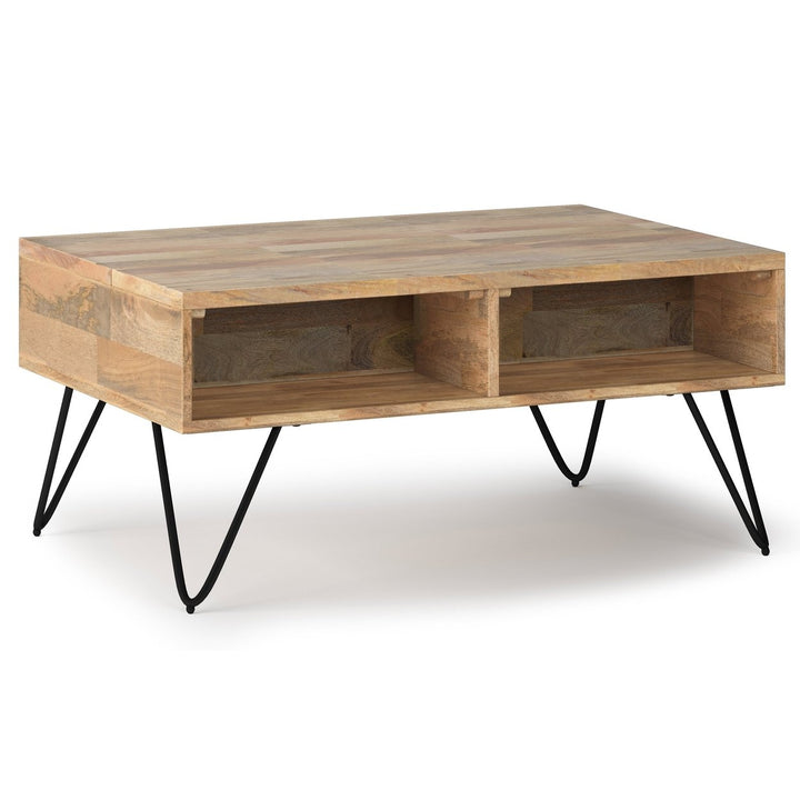 Hunter Small Lift Top Coffee Table Mango Wood 36 inch Industrial Design Storage Image 6