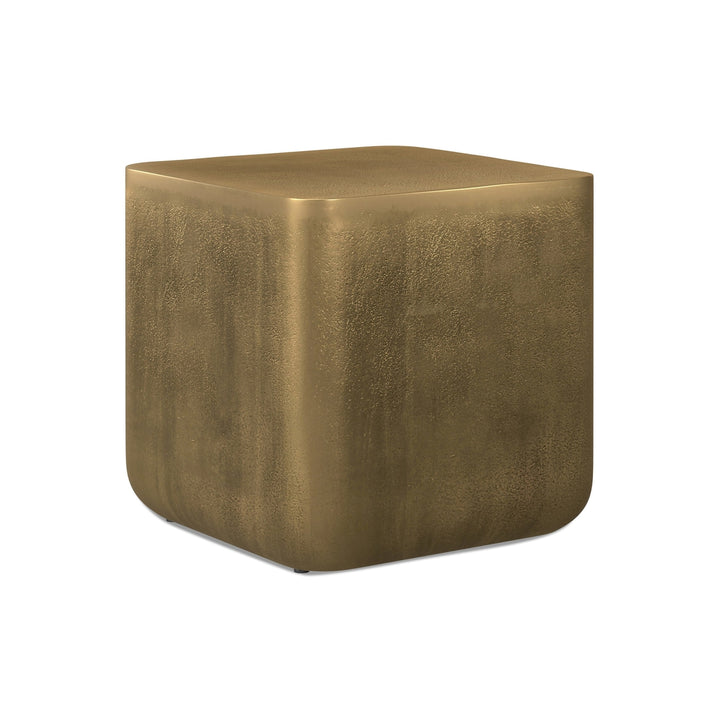 Bassett Side Table Antique Brass Handcrafted Aluminum Rounded-Square End Table Image 2