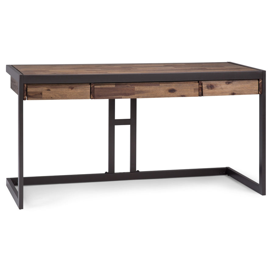 Erina Desk Acacia Wood Industrial 60 Inch with Keyboard Tray and Drawers Image 1