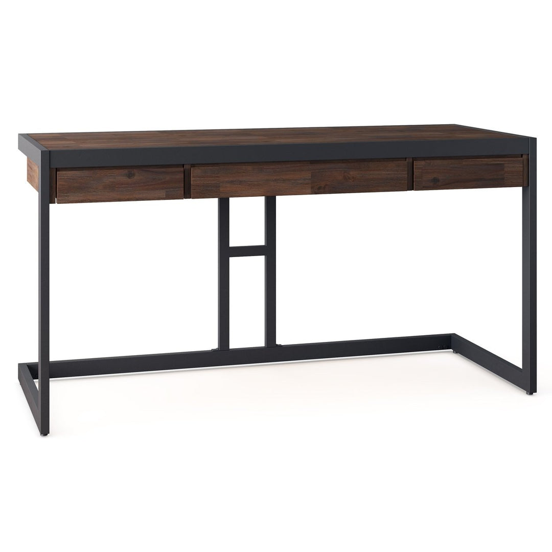 Erina Desk Acacia Wood Industrial 60 Inch with Keyboard Tray and Drawers Image 2