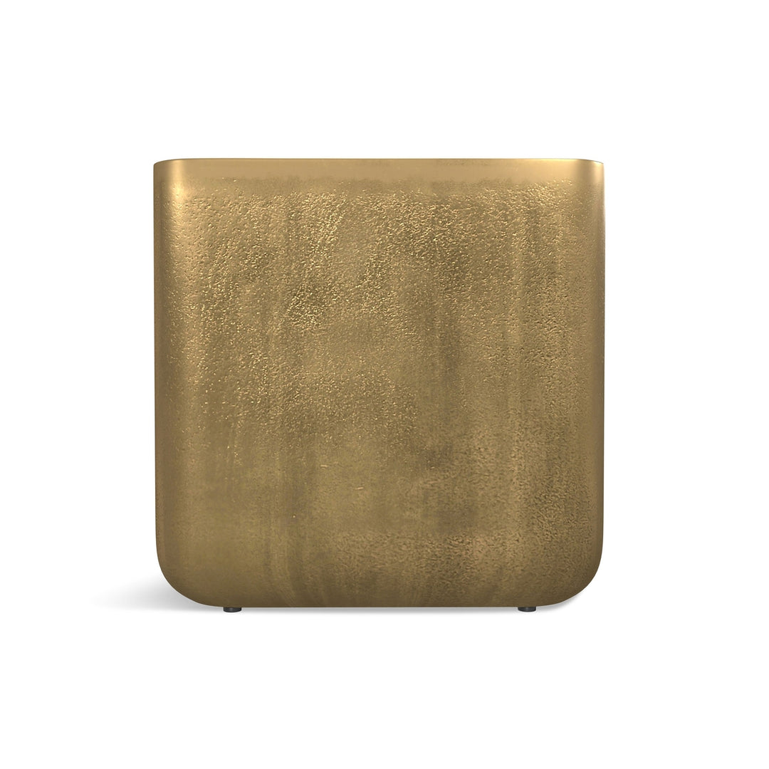 Bassett Side Table Antique Brass Handcrafted Aluminum Rounded-Square End Table Image 8