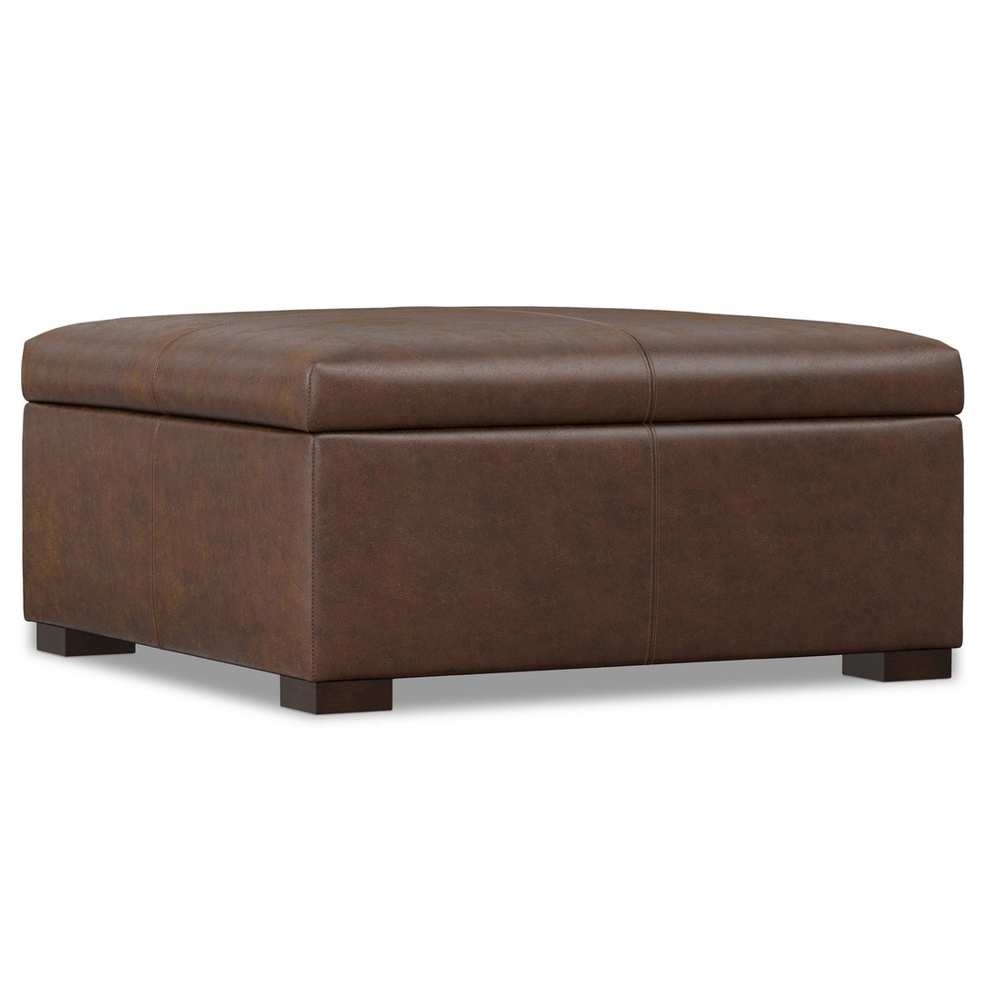 Gabbie Square Coffee Table Storage Ottoman Upholstered Brown Large Sturdy Feet Image 1