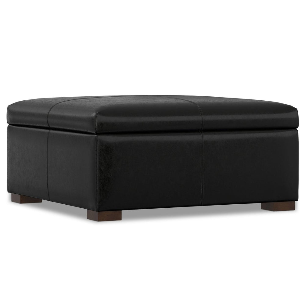 Gabbie Square Coffee Table Storage Ottoman Upholstered Brown Large Sturdy Feet Image 2