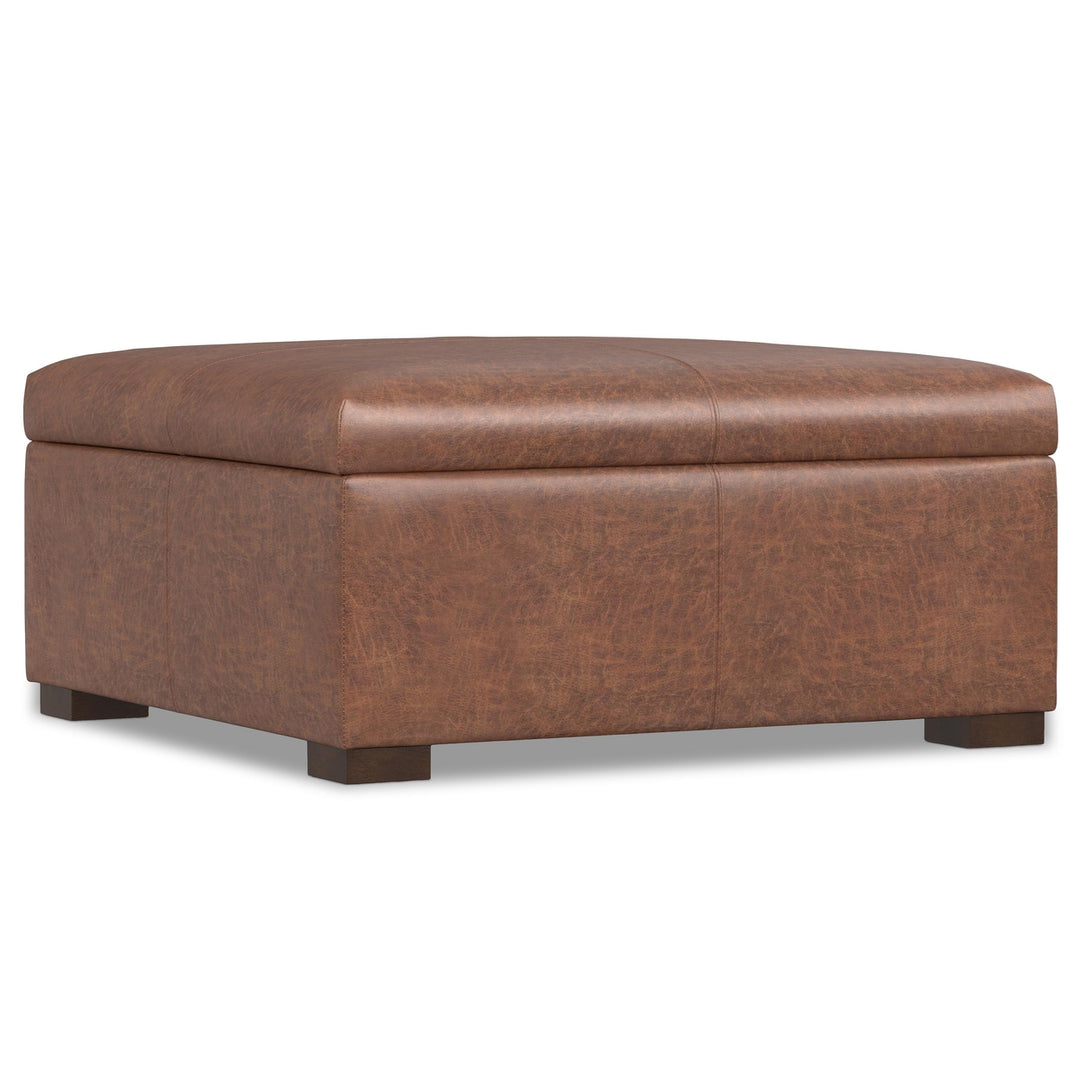 Gabbie Square Coffee Table Storage Ottoman Upholstered Brown Large Sturdy Feet Image 3