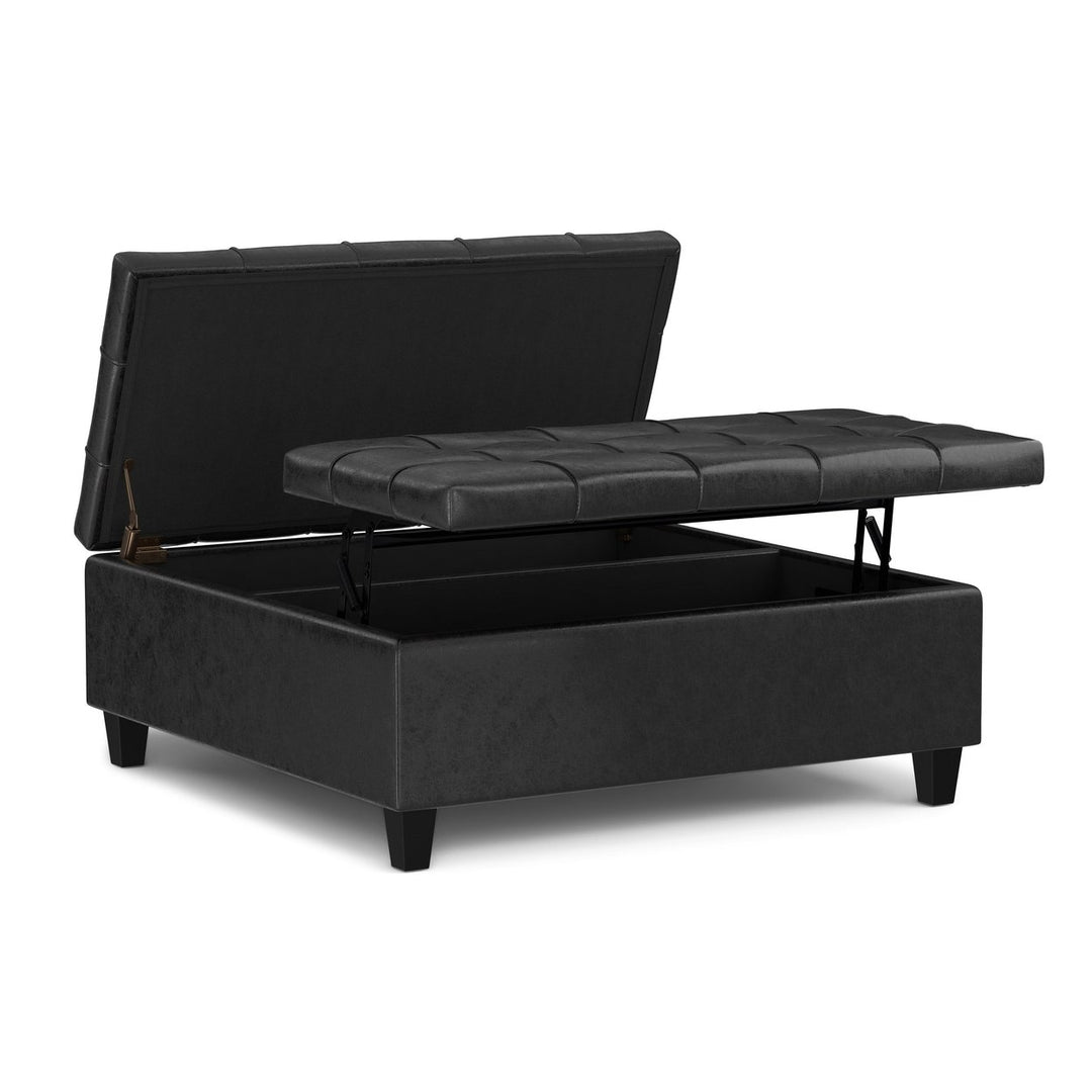 Harrison Large Square Coffee Table Storage Ottoman in Multiple Colors and Styles Image 3