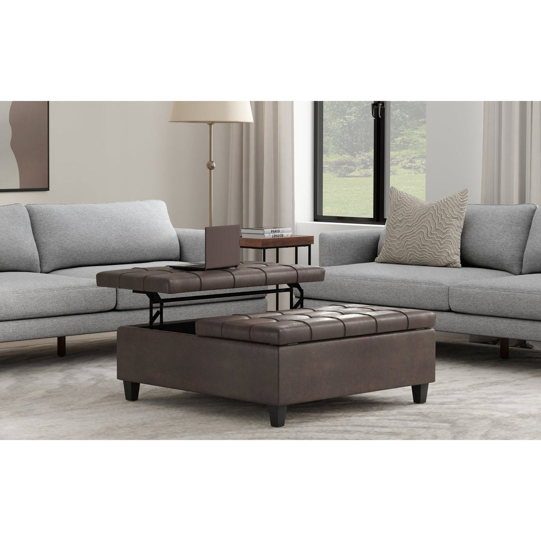 Harrison Large Square Coffee Table Storage Ottoman in Multiple Colors and Styles Image 4