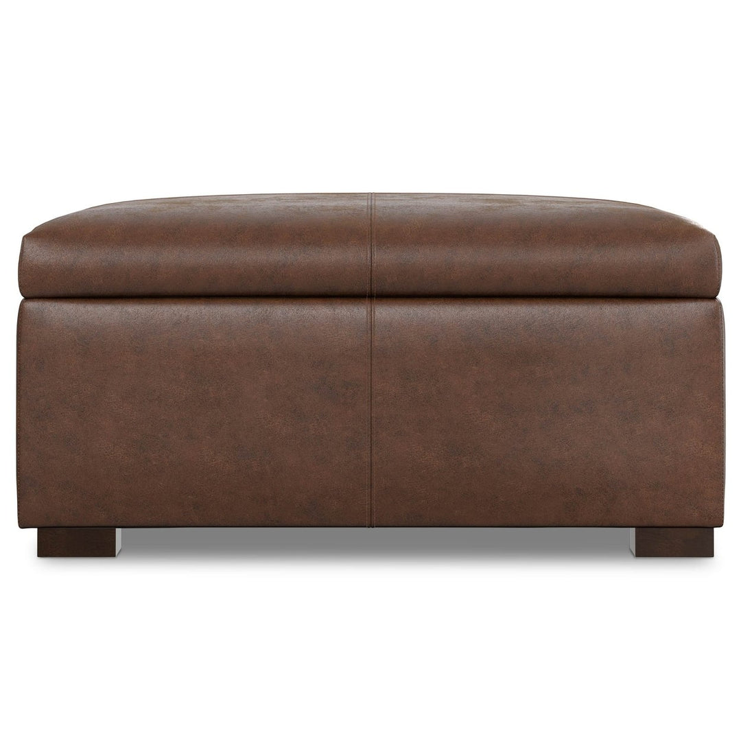 Gabbie Square Coffee Table Storage Ottoman Upholstered Brown Large Sturdy Feet Image 6