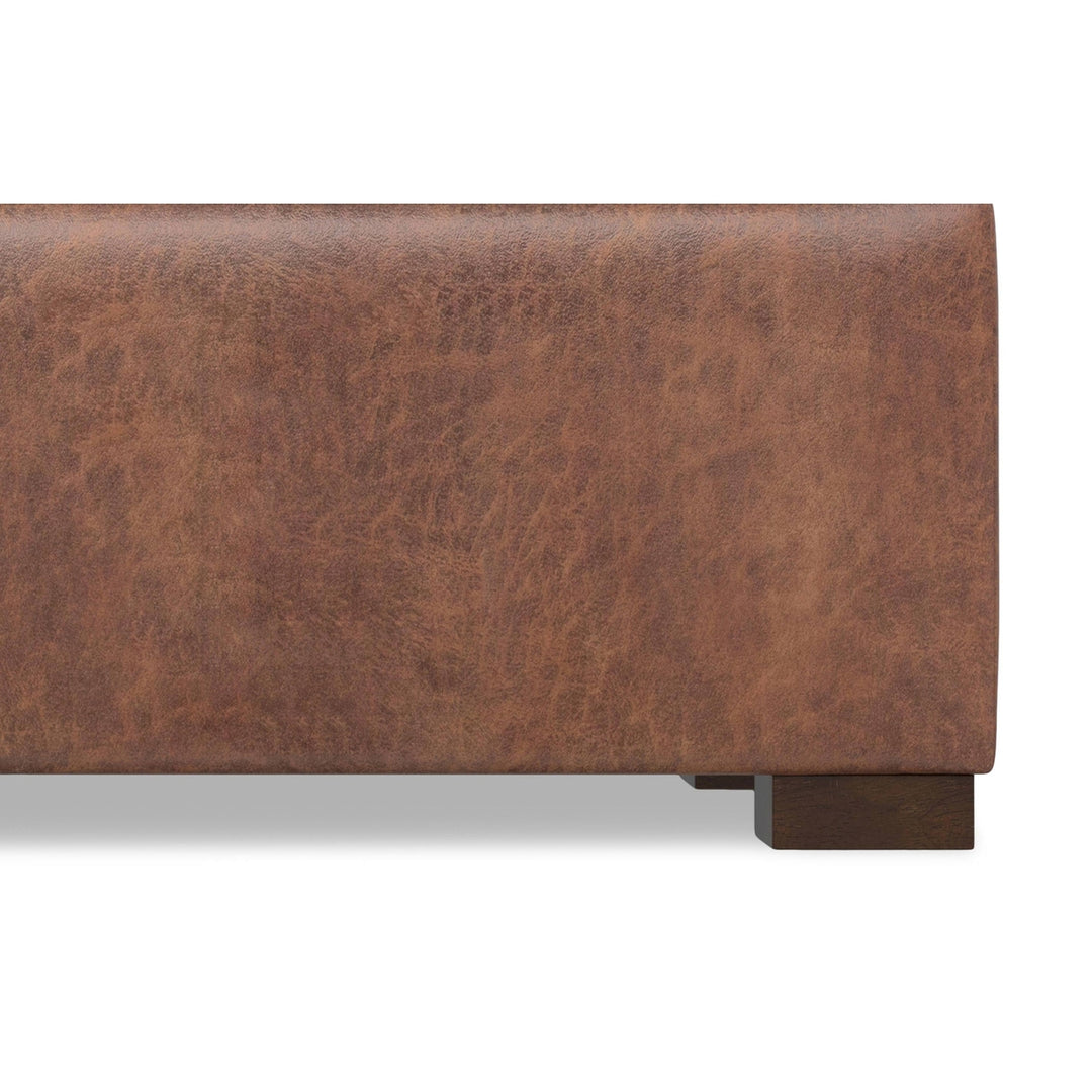 Gabbie Rectangular Storage Ottoman Vegan Leather Distressed Brown Large Compartment Image 9