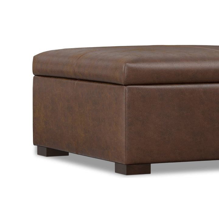 Gabbie Square Coffee Table Storage Ottoman Upholstered Brown Large Sturdy Feet Image 7