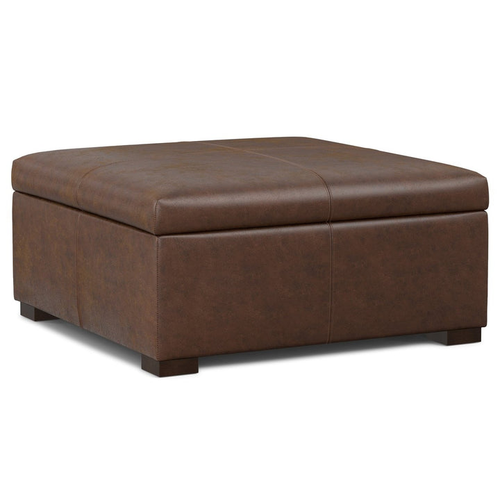 Gabbie Square Coffee Table Storage Ottoman Upholstered Brown Large Sturdy Feet Image 8