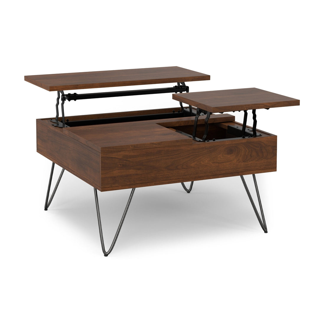 Hunter Lift Top Coffee Table Walnut Industrial Mango Wood Square Design Storage Image 5