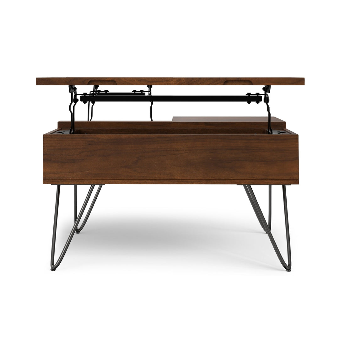 Hunter Lift Top Coffee Table Walnut Industrial Mango Wood Square Design Storage Image 6