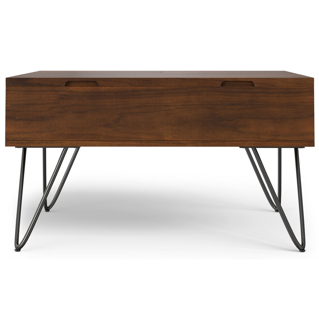 Hunter Lift Top Coffee Table Walnut Industrial Mango Wood Square Design Storage Image 8