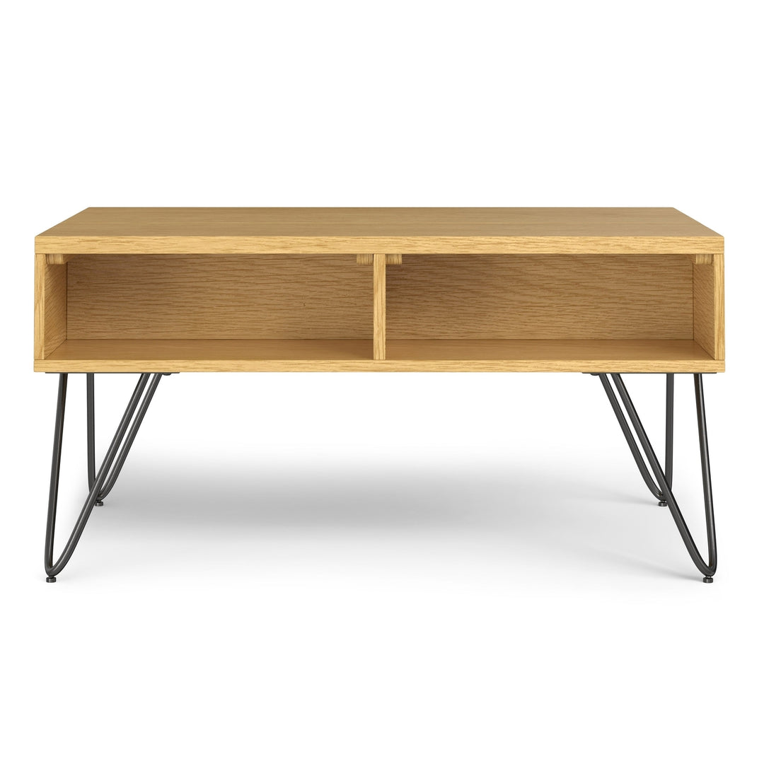 Hunter Lift Top Coffee Table Oak Small Industrial Mango Wood Hairpin Legs Image 5