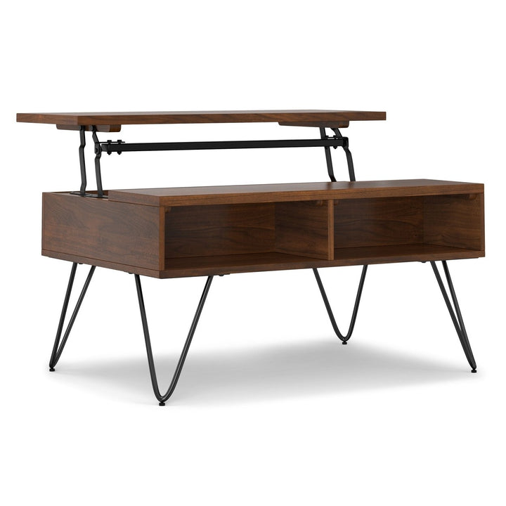 Hunter Coffee Table Lift Top Walnut Small Storage Mango Wood Hairpin Legs Image 1