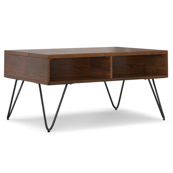 Hunter Coffee Table Lift Top Walnut Small Storage Mango Wood Hairpin Legs Image 2