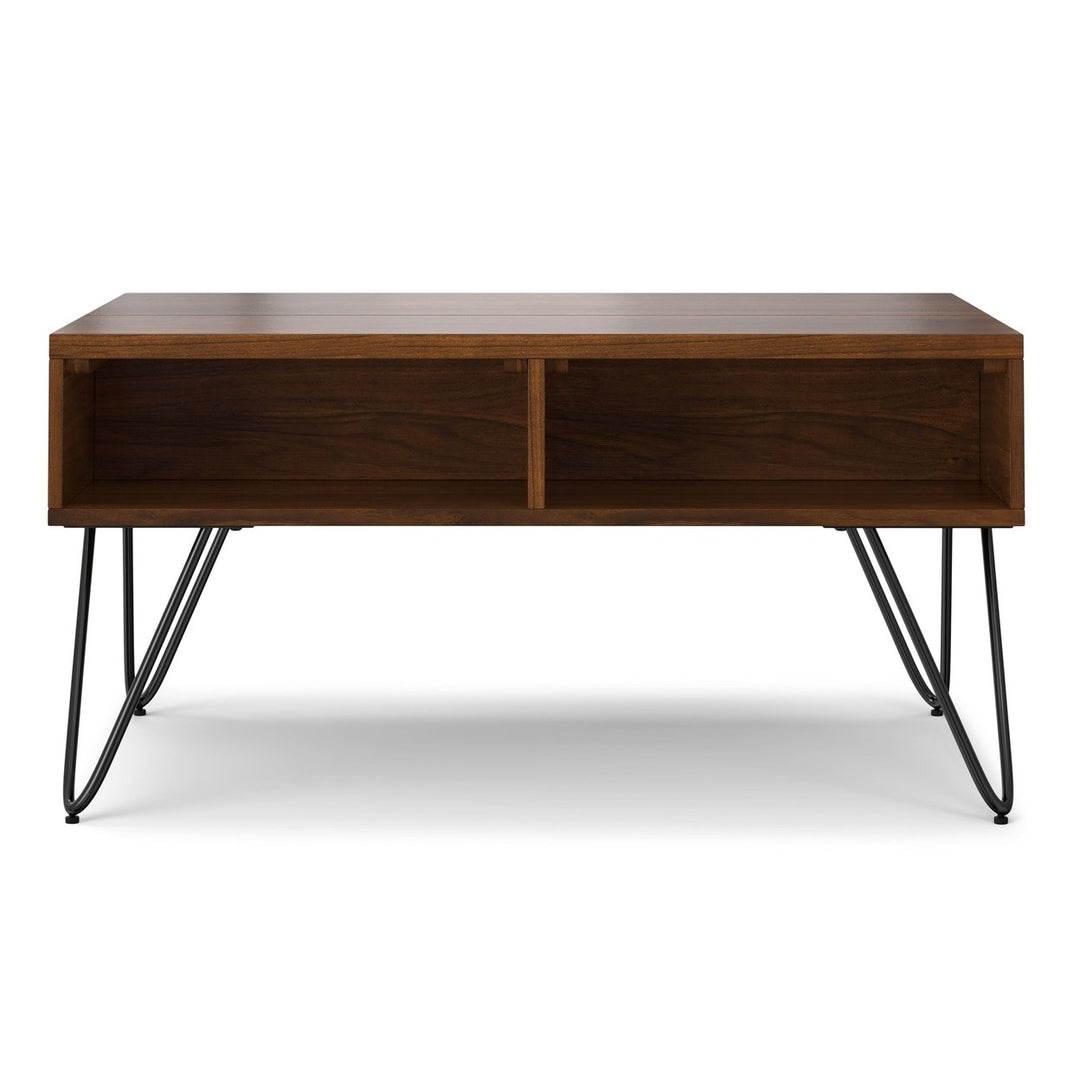 Hunter Coffee Table Lift Top Walnut Small Storage Mango Wood Hairpin Legs Image 6