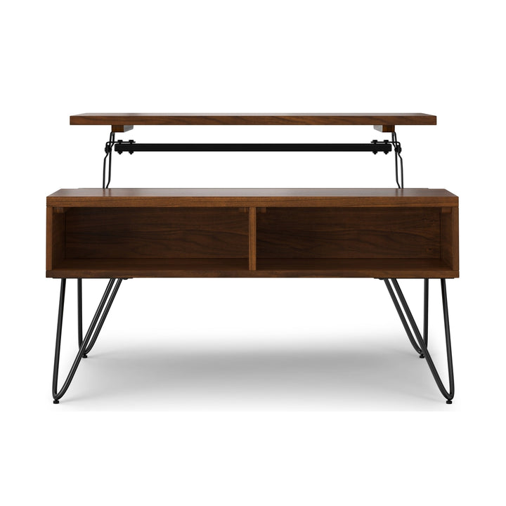 Hunter Coffee Table Lift Top Walnut Small Storage Mango Wood Hairpin Legs Image 10